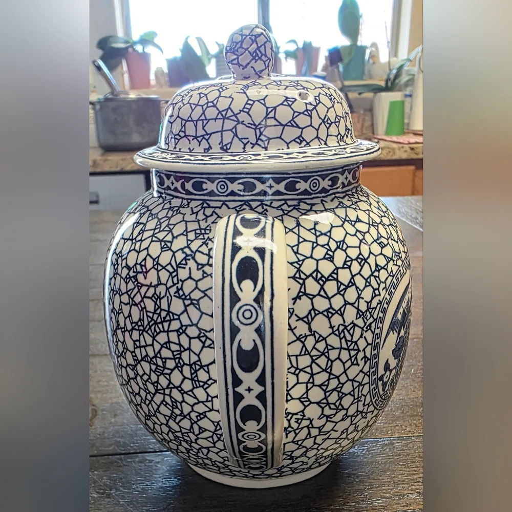 Adams Blue and White Ceramic Teapot - Picture 2 of 11